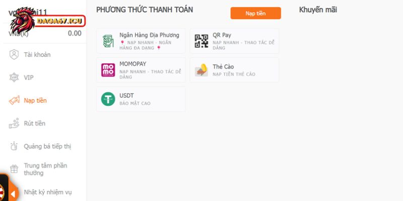 Điểm qua một số hình thức nạp tiền tại nền tảng